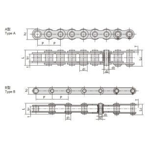 nerezový řetěz s dutými čepy