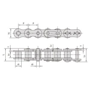pozinkovaný válečkový řetěz s krátkým roztečem